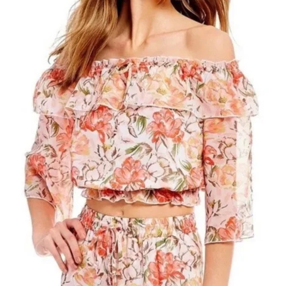Wayf Cosenza Pink‎ Floral Off the Shoulders Top Size Small/Medium